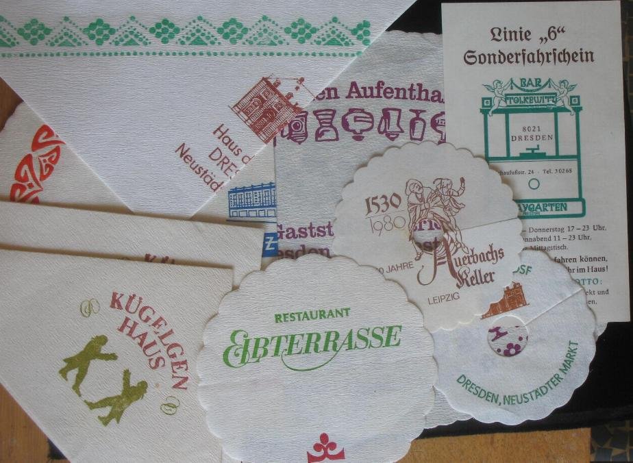 Set mit Servietten, Untersetzer und Bierglasfänger aus Dresden