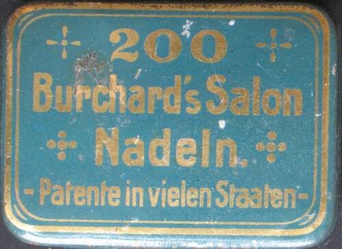 200 Burchard's Salon-Nadeln, Patente in vielen Staaten (blau grün)
